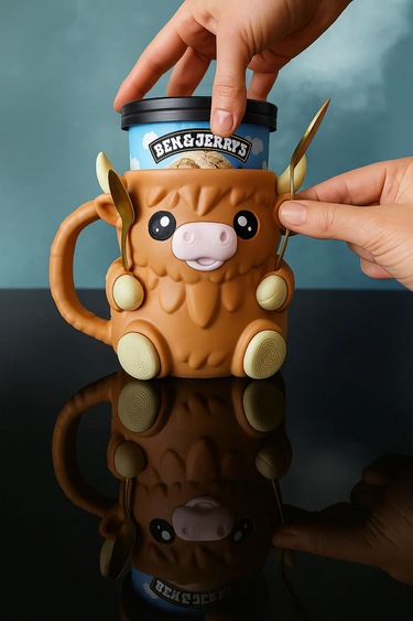Highland Cow Ice Cream Pint Holder